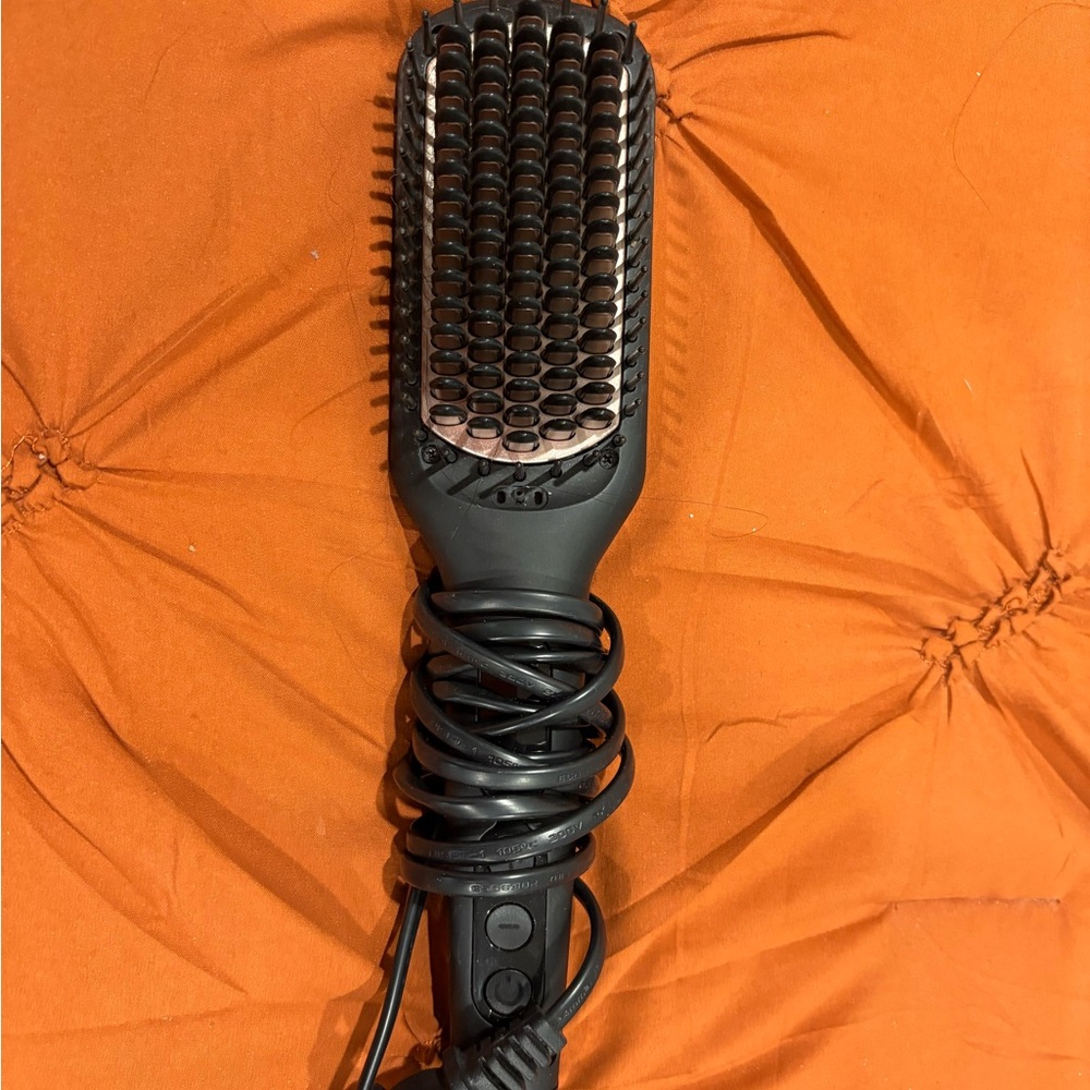 Electric Heated Hair Straightening Brush - Black
